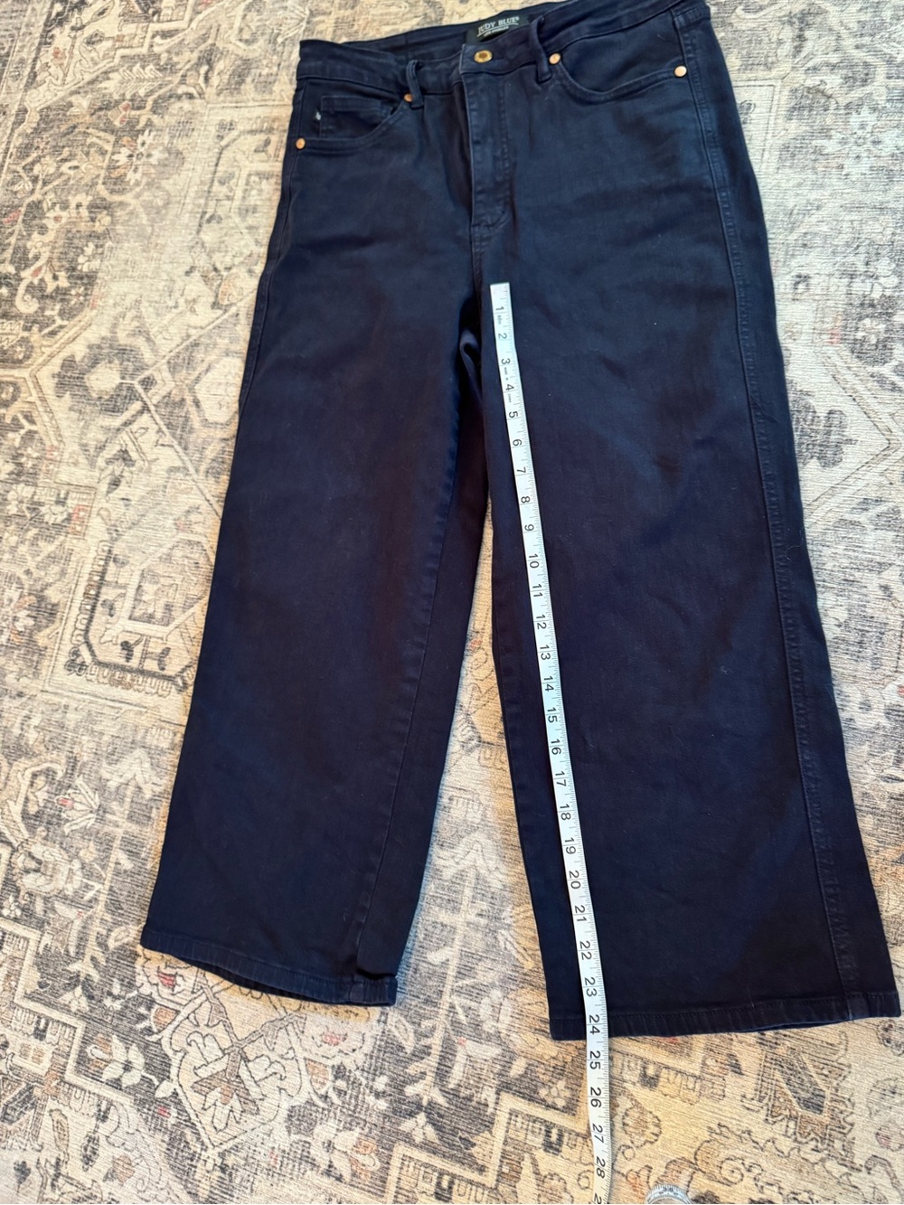 Judy Blue Garment Dyed Navy Wide Leg Crop Jeans (Style JB88807) Size 11/30 - Picture 6 of 12